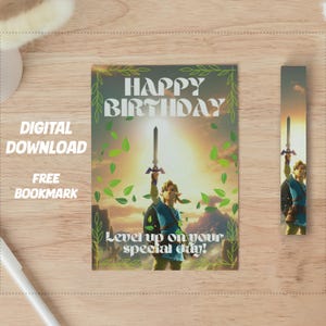 Fanart, verjaardagskaart, Nintendo, Switch, Link, Master Sword, Legend of Zelda, gamer, gaming, cadeau, viering, verjaardag, gamingcadeau, plezier