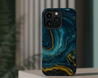 Estuche resistente magnético de mármol verde