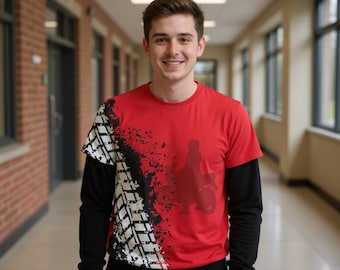 T-shirt da uomo in poliestere con grafica da motocross