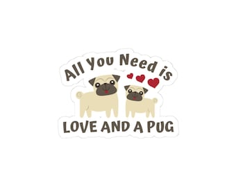 Mops Love Kiss-Cut Aufkleber