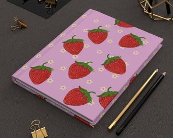 Vibrant Strawberry Journal with Matte Laminated Cover – Fruity Stationery Design