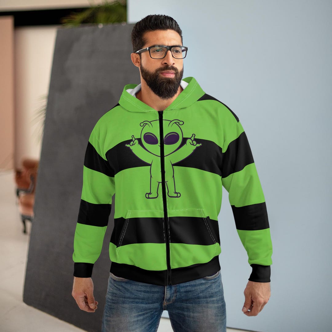 Alien Graphic Zip Hoodie: Whimsical, Playful, Casual Wear - Etsy