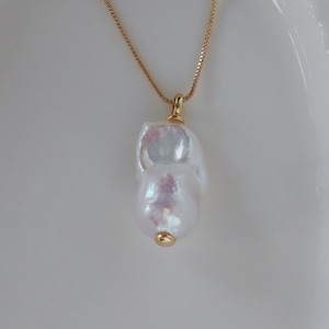 Baroque Pearl Pendant Necklace, Real High Luster Baroque Pearl Necklace, White Fireball Pearl Pendant, Natural Pearl Choker, Gift For Her