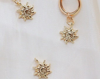 Gold Sterling Silver Sun Dangle Hoop Earring, Celestial Earrings, Small Jewelry Charms, Sun Earring Charms for Hoops Piercing , Gift For Her