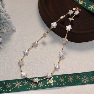 12mm Freshwater Star Pearl Necklace, Gold Natural Star Pearl Pendant, Waterproof Necklace, Celestial Star Necklace, Christmas Gift For Her image 8
