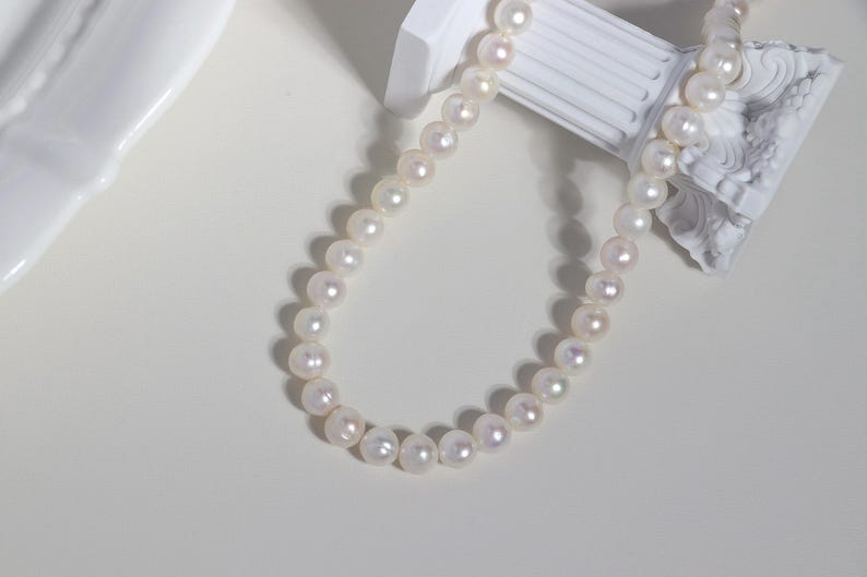 Real Pearl Necklace, 6-7mm Natural Pearl Beaded Necklace Choker, Waterproof Tarnish Resistant Pearl Necklace, Gift For Her, Gift For Mom image 7