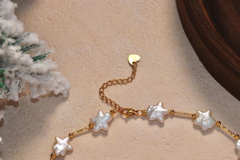 12mm Freshwater Star Pearl Necklace, Gold Natural Star Pearl Pendant, Waterproof Necklace, Celestial Star Necklace, Christmas Gift For Her image 6