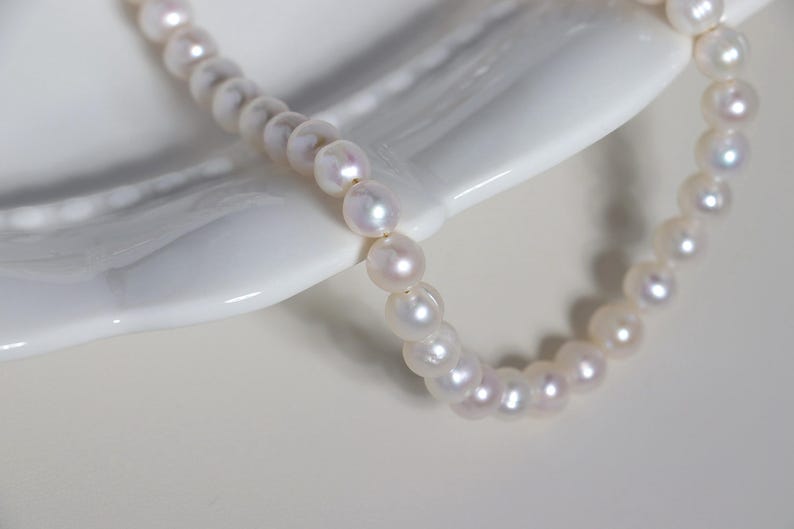 Real Pearl Necklace, 6-7mm Natural Pearl Beaded Necklace Choker, Waterproof Tarnish Resistant Pearl Necklace, Gift For Her, Gift For Mom image 4