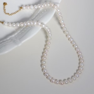 Real Pearl Necklace, 6-7mm Natural Pearl Beaded Necklace Choker, Waterproof Tarnish Resistant Pearl Necklace, Gift For Her, Gift For Mom image 5