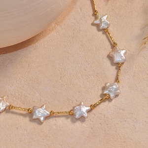 12mm Freshwater Star Pearl Necklace, Gold Natural Star Pearl Pendant, Waterproof Necklace, Celestial Star Necklace, Christmas Gift For Her image 7