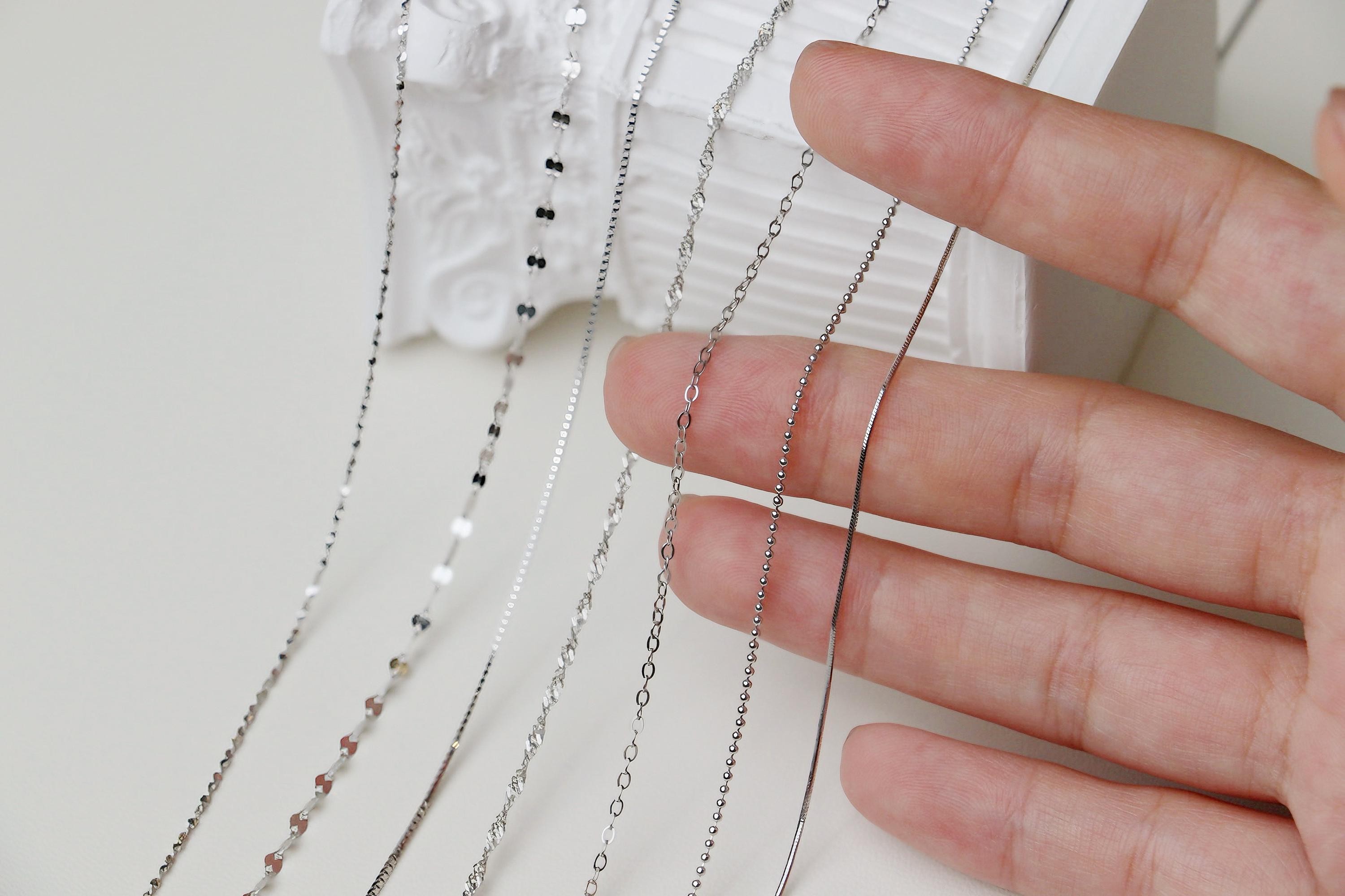 Minimalist Sterling Silver Chain Necklace, 925 Silver Waterproof
