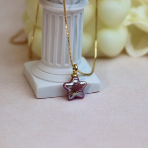12mm Freshwater Purple Star Pearl Necklace, Natural Star Pearl Pendant, Sterling Silver Necklace, Celestial Star Necklace, Gift For Her