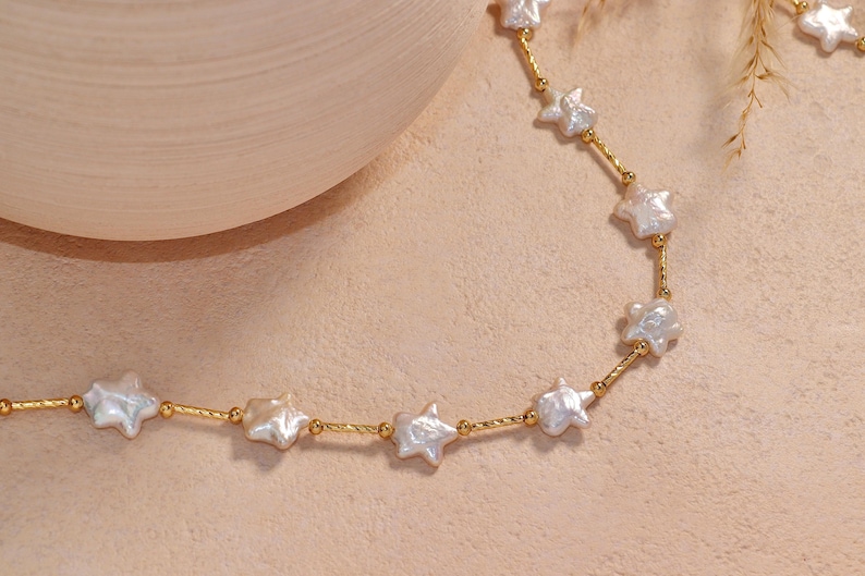 12mm Freshwater Star Pearl Necklace, Gold Natural Star Pearl Pendant, Waterproof Necklace, Celestial Star Necklace, Christmas Gift For Her image 5