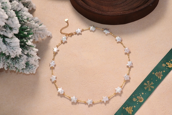 12mm Freshwater Star Pearl Necklace, Gold Natural Star Pearl Pendant, Waterproof Necklace, Celestial Star Necklace, Christmas Gift For Her