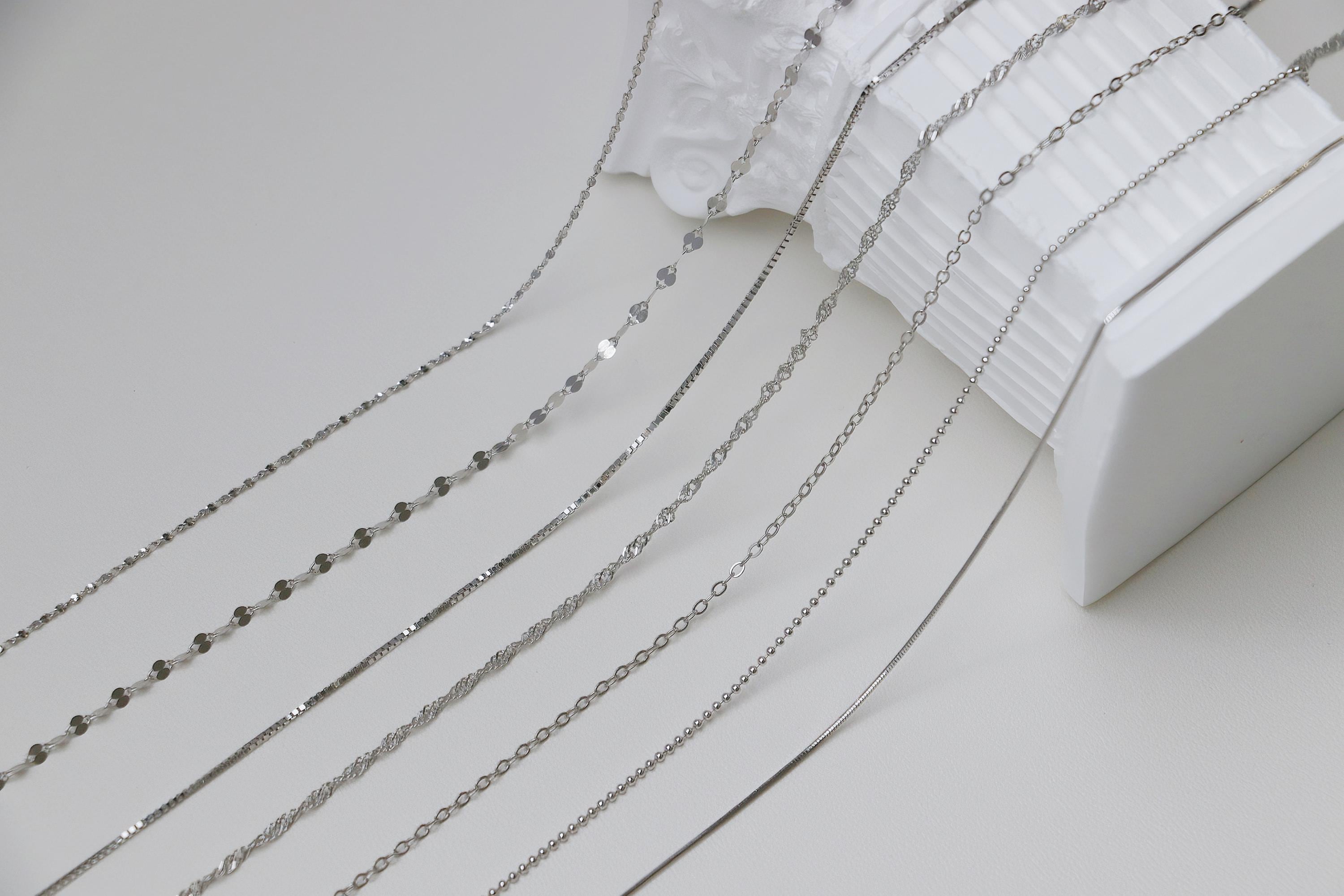 Minimalist Sterling Silver Chain Necklace, 925 Silver Waterproof