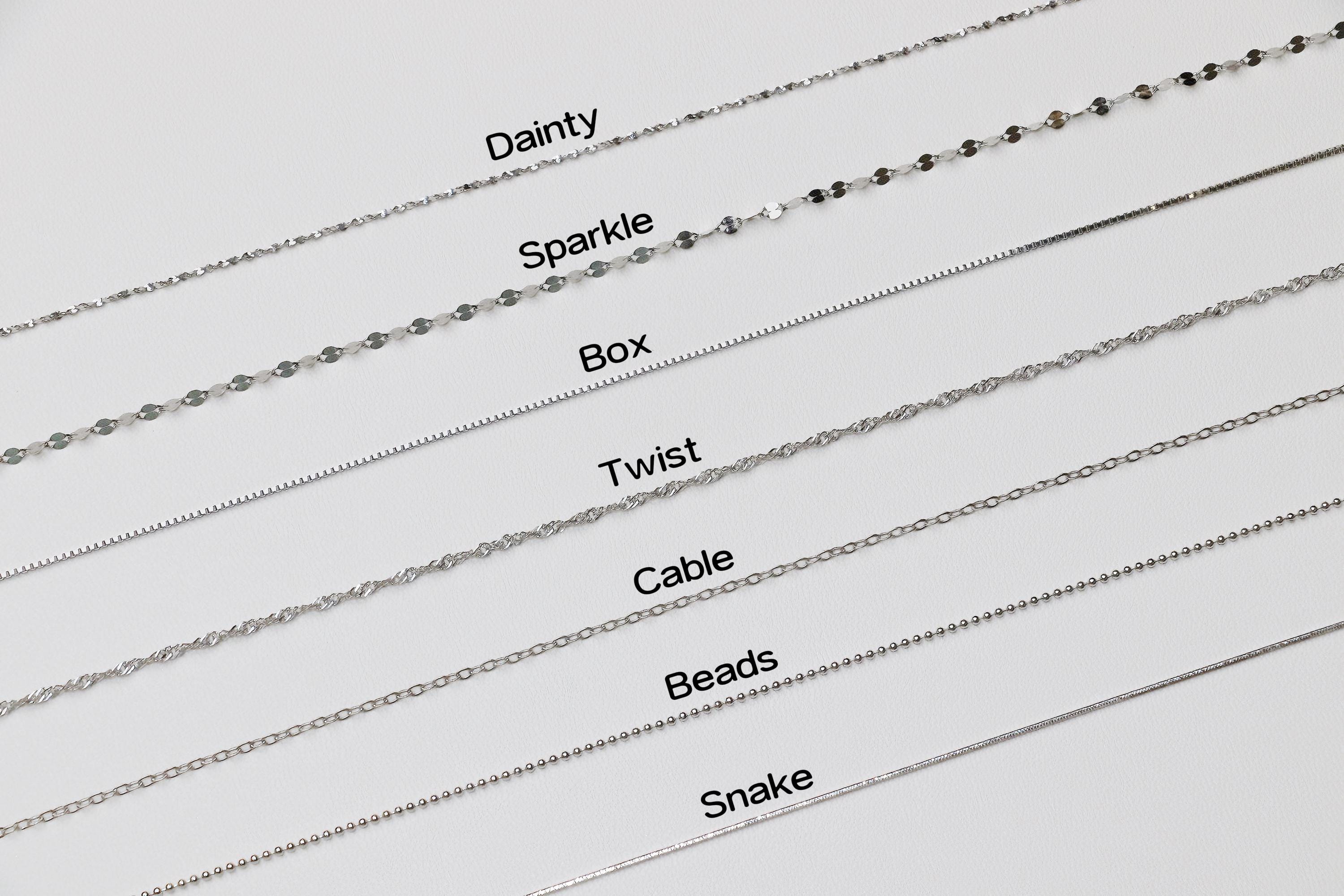 Minimalist Sterling Silver Chain Necklace, 925 Silver Waterproof
