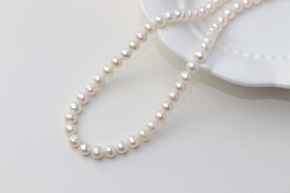 Real Pearl Necklace, 6-7mm Natural Pearl Beaded Necklace Choker, Waterproof Tarnish Resistant Pearl Necklace, Gift For Her, Gift For Mom