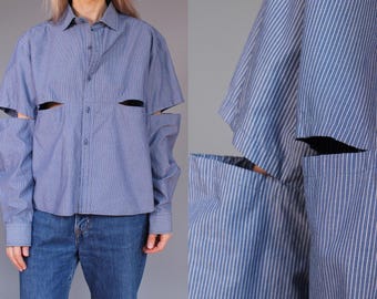 Upcycle Oversized Cut Out Mens Shirt