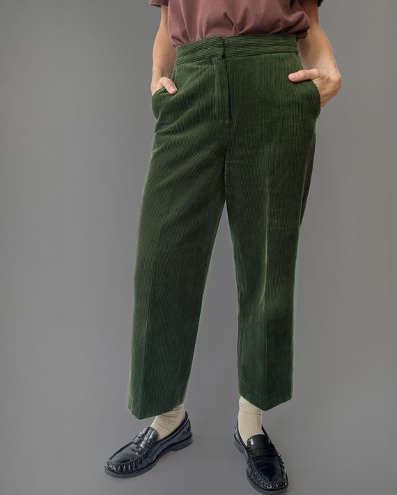 Massimo Dutti, Groene, cropped corduroy broek van Massimo Dutti. Ribcord pantalon Maat XS.