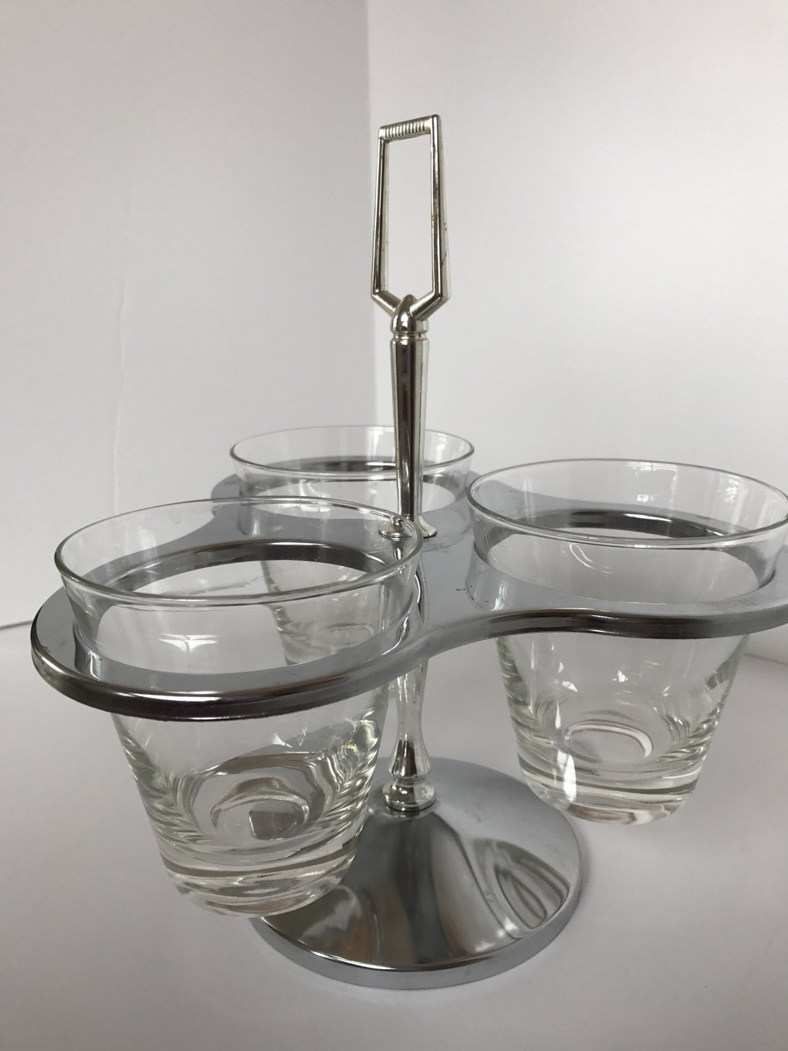 Retro Condiment Caddy Set Mid Century Chrome Kitchen Three Etsy