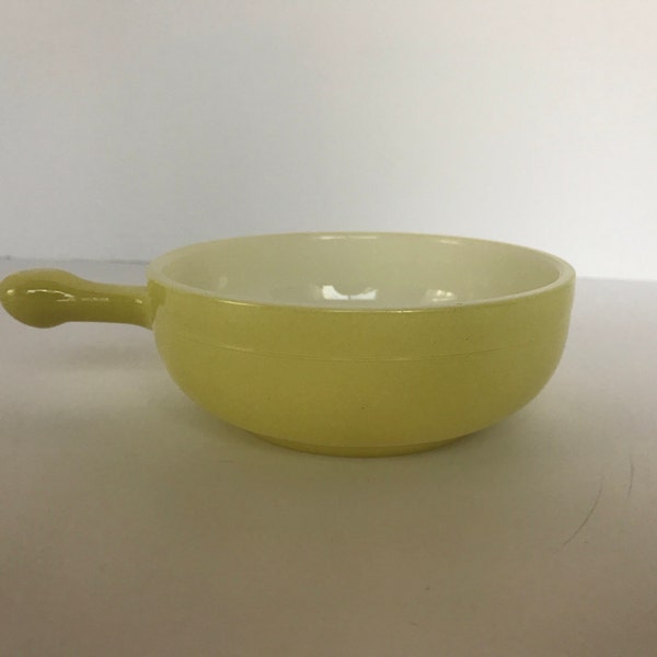 Vintage Yellow Glassbake Handle Soup Bowl