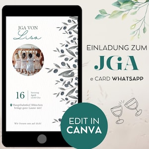 Modelo de convite JGA, e Card para Whatsapp personalizável, modelo CANVA, convite para despedida de solteira, modelo Whatsapp