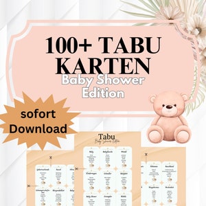 100+ Babyshower Taboe-spellen | Boho Teddybeer | Babyshowerfeestje Genderneutraal | Duits | Direct downloaden en afdrukken | Beige