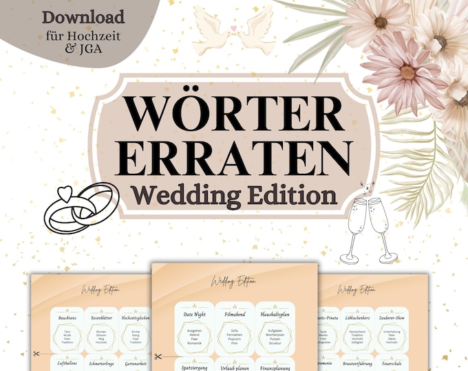 Hochzeits Tabu zum Download und Ausdrucken mit 99 Begriffen für JGA