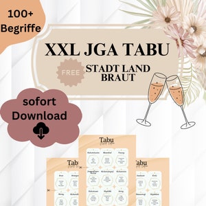 Oltre 100 carte Taboo, gioco JGA Taboo per donne, gioco per addio al nubilato, download istantaneo in formato PDF, incluso modello Taboo