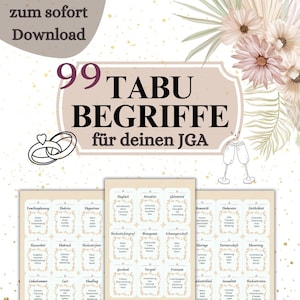 99 Tabu Karten, JGA Tabu Spiel für Frauen, Junggesellinnenabschied Spiel, Sofort-Download im PDF-Format
