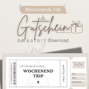Travel voucher | Weekend trip voucher | Editable template | Joint vacation trip | Gift idea travel voucher | Download immediately