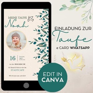 Digital baptism invitation | e-card baptism | digital baptism invitation customizable | Electronic baptism invitation card with photo