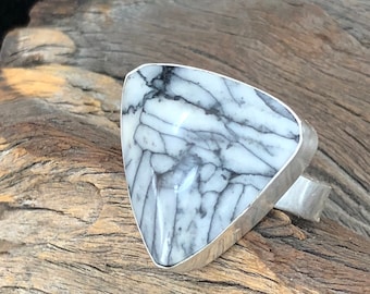 Pinolith Unisex Sterling Silver Statement Ring US size 10.25-10.5