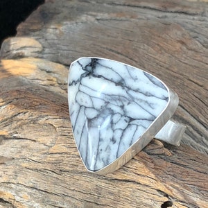Pinolith Unisex Sterling Silver Statement Ring US size 10.25-10.5