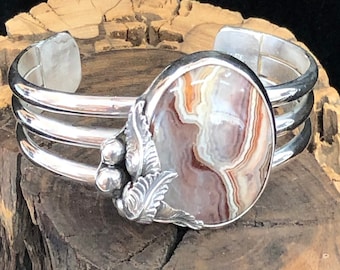 Crazy Lace Agate Sterling Silver Cuff Bracelet