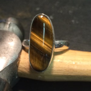 Tiger Eye Sterling Silver Cocktail Ring size 8 image 2