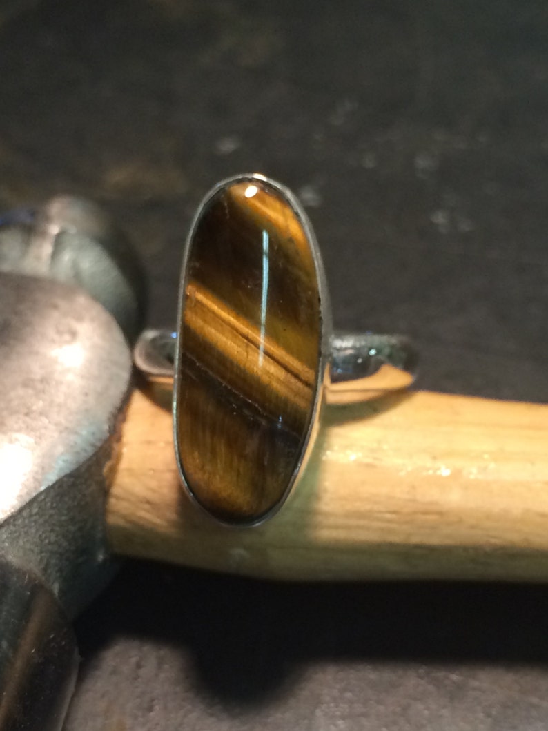 Tiger Eye Sterling Silver Cocktail Ring size 8 image 2