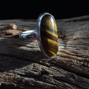 Tiger Eye Sterling Silver Cocktail Ring size 8 image 1