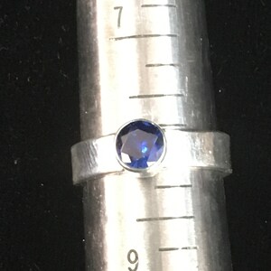 Rustic Handmade Lab-grown Blue Sapphire Sterling Silver Ring image 9