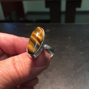 Tiger Eye Sterling Silver Cocktail Ring size 8 image 3