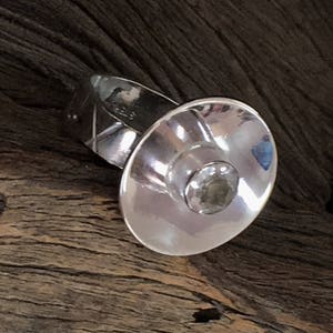 Sterling Silver and White Topaz Cocktail Ring US size 8