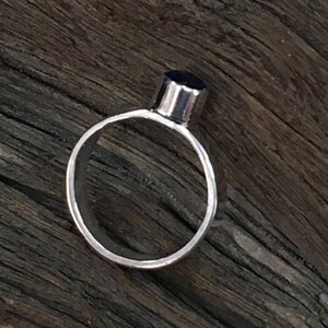 Rustic Handmade Lab-grown Blue Sapphire Sterling Silver Ring image 7