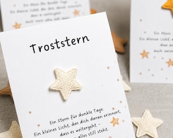 Troststern • Mutspender Geschenk • Kleiner Trost für dunkle Tage • Trost   • Mini Aufmunterung • Mutkarte • Kraft schenken • Stoffstern
