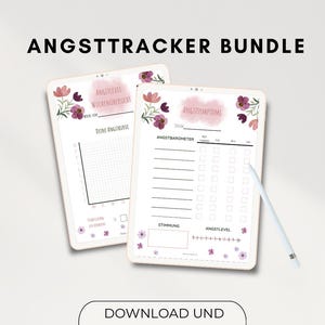 Dziennik lęku do druku | Monitor lęku i cotygodniowy przegląd | Dziennik zdrowia psychicznego w formacie PDF | Szablon samoopieki DIN A4 do druku
