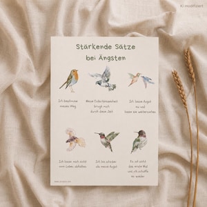 Poster Mentale Gesundheit A4 Kunstdruck  "Stärkende Sätze bei Angst", Affirmationen, Reminder