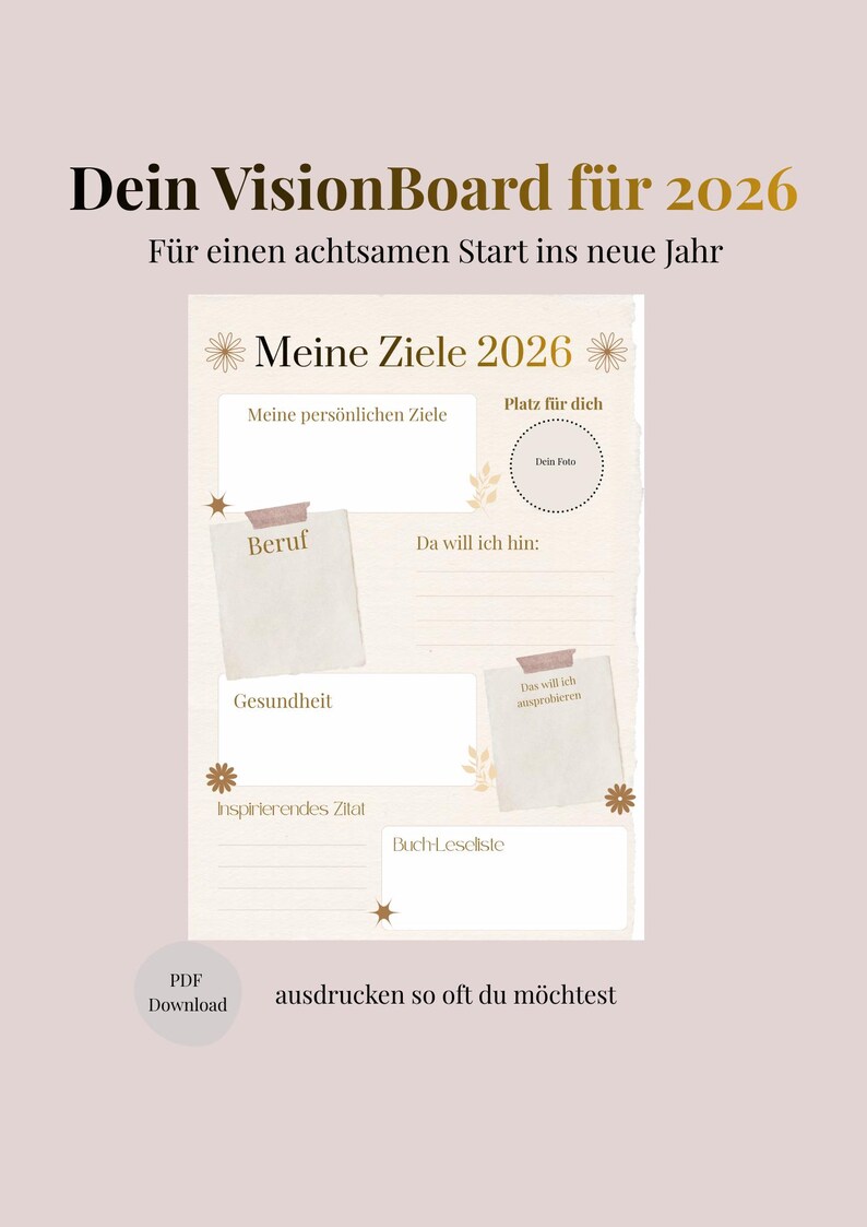 Vision Board 2026 · Printable Goal Planner · Mindfulness Template (DIN ...