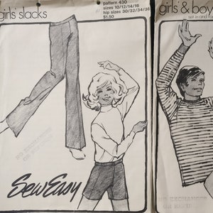 Sew Easy Girls Slacks Pants Knit Tops Pattern Lot