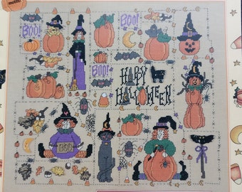 Halloween Folk Art Sampler Cross Stitch Pattern Book By Dianna Marcum