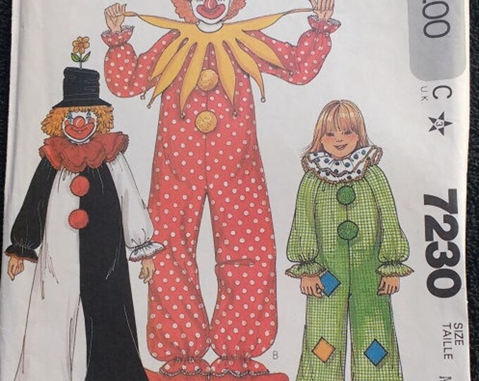 Mccalls Childs Clown Costume Pattern 7230 Etsy
