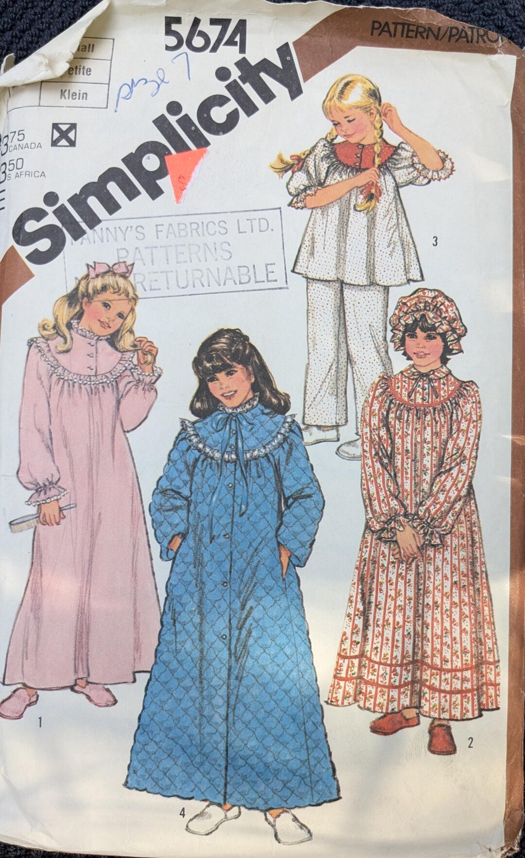 Simplicity Girls Nightgown Robe Pajamas Pattern 5674 - Etsy